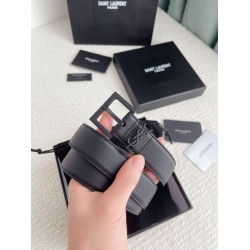 Cintura YSL Saint Laurent Cassandre Square Buckle 30MM Tutto Nero