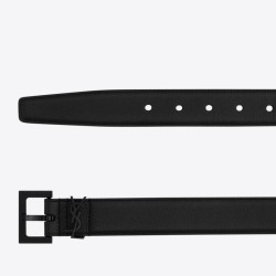Cintura YSL Saint Laurent Cassandre Square Buckle 30MM Tutto Nero