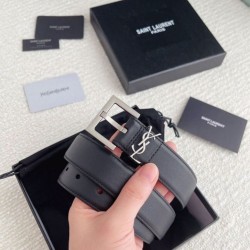 Cintura YSL Saint Laurent Cassandre Square Buckle 30MM Noir Cintura YSL Saint Laurent Cassandre Square Buckle 30MM Noir