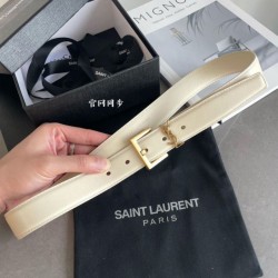 Cintura YSL Saint Laurent Cassandre Square Buckle 30MM Bianco