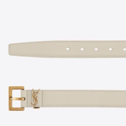 Cintura YSL Saint Laurent Cassandre Square Buckle 30MM Bianco