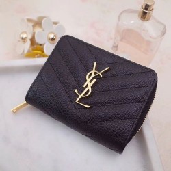 Portafoglio compatto con cerniera YSL Saint Laurent Nero