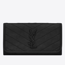 Portafoglio grande Niki YSL Saint Laurent Crinkled Vintage Nero