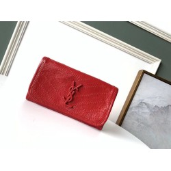 Portafoglio grande YSL Saint Laurent Niki Crinkled Vintage Rosso