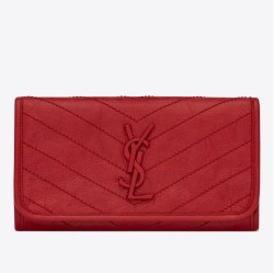Portafoglio grande YSL Saint Laurent Niki Crinkled Vintage Rosso