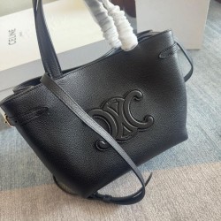 Borsa Celine Mini Cabas Anais Triomphe Replica Nera in Vitello Granato Imitazione