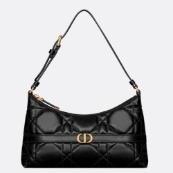 Mini borsa Dior Miss Caro Cigale replica Dior Macrocannage nera