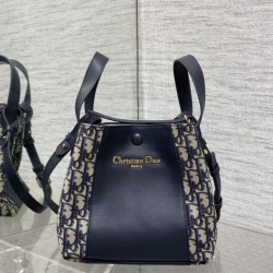 Borsa a secchiello Dior Signature piccola/media replica Dior Oblique Jacquard blu