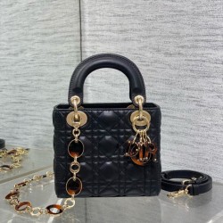 Mini Borsa Dior Lady Dior con O-link Nero Cannage Mini Borsa Dior Lady Dior con O-link Nero Cannage
