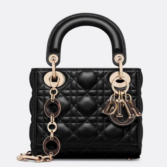 Replica Mini Borsa Dior Lady Dior con O-link Nero Cannage Imitazioni Falso Replica Mini Borsa Dior Lady Dior con O-link Nero Cannage Imitazioni Falso