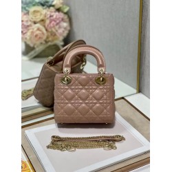 Borsa Dior Mini Lady Dior con Catena Rosa Cannage Imitazioni