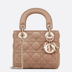 Borsa Dior Mini Lady Dior con Catena Rosa Cannage Imitazioni