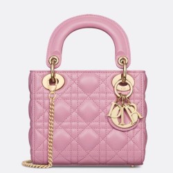 Mini Borsa Dior Lady Dior Replica Dior con O-link Rosa Cannage
