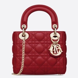 Replica Borsa Dior Mini Lady Dior con Catena Rosso Cannage Imitazioni