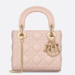 Borsa Dior Lady Dior Mini con Catena e Charms in Resina Rosa Imitazioni