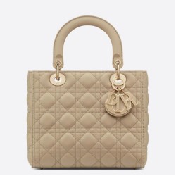 Borsa Dior Lady Dior Media con Charm Smaltato Beige Imitazioni