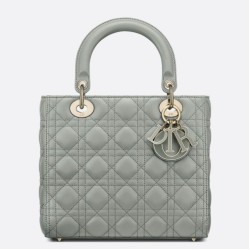 Borsa Dior Classic Lady media Dior Cannage grigia