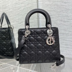 Borsa Dior Lady Dior Media in Pelle di Vitello Granata Nera Imitazioni Borsa Dior Lady Dior Media in Pelle di Vitello Granata Nera Imitazioni