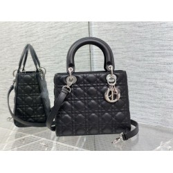 Borsa Dior Lady Dior Media in Pelle di Vitello Granata Nera Imitazioni Borsa Dior Lady Dior Media in Pelle di Vitello Granata Nera Imitazioni