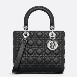Borsa Dior Lady Dior Media in Pelle di Vitello Granata Nera Imitazioni