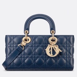 Replica Borsa Dior Lady D-Joy Media Cannage Blu