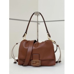Borsa Fendi Mamma Baguette Media/Grande Replica Nappa Caffè Imitazione Outlet