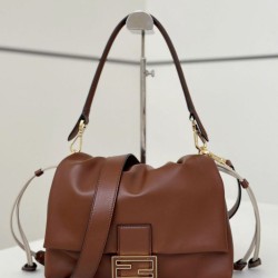 Borsa Fendi Mamma Baguette Media/Grande Replica Nappa Caffè Imitazione Outlet
