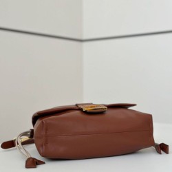 Borsa Fendi Mamma Baguette Media/Grande Replica Nappa Caffè Imitazione Outlet