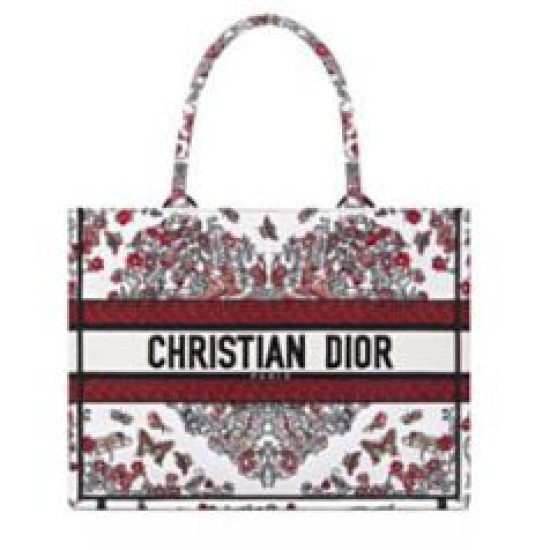 Replica Borsa Dior Book Tote media Dior ricamata con il motivo multicolore M1286 Rosso di Pietro Ruffo Imitazioni Falso