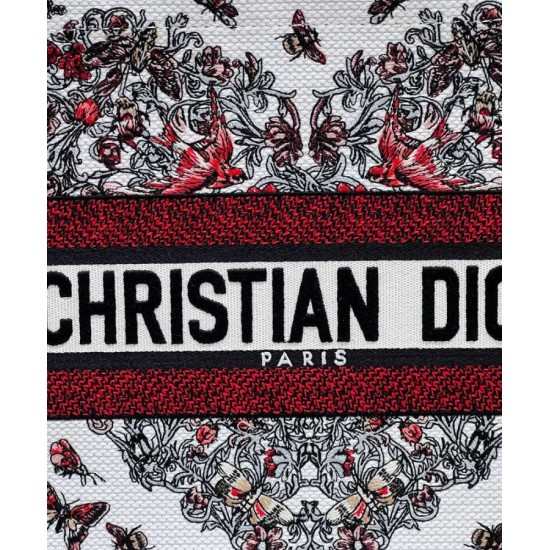 Replica Borsa Dior Book Tote media Dior ricamata con il motivo multicolore M1286 Rosso di Pietro Ruffo Imitazioni Falso