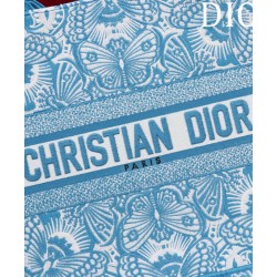 Replica Borsa Dior Book Tote media Dior M1286 ricamata con il motivo celeste D-Butterfly Paisley blu/bianco