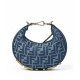 Mini-borsa hobo Fendi FF Jacquard effetto denim replica Fendigraphy 8BS081 Blu Mini-borsa hobo Fendi FF Jacquard effetto denim replica Fendigraphy 8BS081 Blu