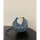 Mini-borsa hobo Fendi FF Jacquard effetto denim replica Fendigraphy 8BS081 Blu Mini-borsa hobo Fendi FF Jacquard effetto denim replica Fendigraphy 8BS081 Blu