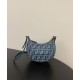 Mini-borsa hobo Fendi FF Jacquard effetto denim replica Fendigraphy 8BS081 Blu Mini-borsa hobo Fendi FF Jacquard effetto denim replica Fendigraphy 8BS081 Blu