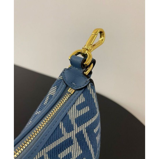 Mini-borsa hobo Fendi FF Jacquard effetto denim replica Fendigraphy 8BS081 Blu Mini-borsa hobo Fendi FF Jacquard effetto denim replica Fendigraphy 8BS081 Blu