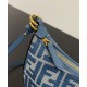 Mini-borsa hobo Fendi FF Jacquard effetto denim replica Fendigraphy 8BS081 Blu Mini-borsa hobo Fendi FF Jacquard effetto denim replica Fendigraphy 8BS081 Blu