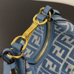 Mini-borsa hobo Fendi FF Jacquard effetto denim replica Fendigraphy 8BS081 Blu Mini-borsa hobo Fendi FF Jacquard effetto denim replica Fendigraphy 8BS081 Blu