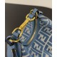 Mini-borsa hobo Fendi FF Jacquard effetto denim replica Fendigraphy 8BS081 Blu Mini-borsa hobo Fendi FF Jacquard effetto denim replica Fendigraphy 8BS081 Blu