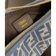 Mini-borsa hobo Fendi FF Jacquard effetto denim replica Fendigraphy 8BS081 Blu Mini-borsa hobo Fendi FF Jacquard effetto denim replica Fendigraphy 8BS081 Blu