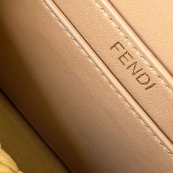 Borsa Fendi Peekaboo Sabbia in Pelle e Fibre Intrecciate 8BN335 Albicocca Imitazioni