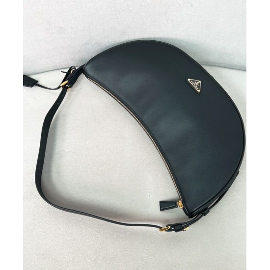 Replica Borsa a tracolla Prada Demi-lune Grande 1BC255 Nero/Bianco/Caffè Imitazione Replica Borsa a tracolla Prada Demi-lune Grande 1BC255 Nero/Bianco/Caffè Imitazione