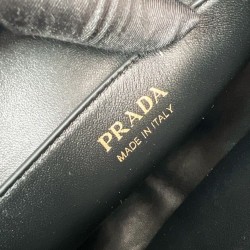 Borsa a tracolla Prada Demi-lune Grande Replica 1BC255 Nero/Bianco/Caffè