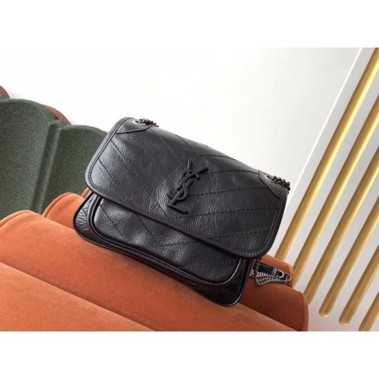 Replica Borsa vintage YSL Saint Laurent Niki Baby stropicciata nera Imitazioni Falso Replica Borsa vintage YSL Saint Laurent Niki Baby stropicciata nera Imitazioni Falso