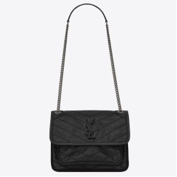 Borsa vintage YSL Saint Laurent Niki Baby stropicciata nera