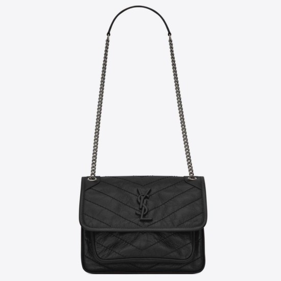 Replica Borsa vintage YSL Saint Laurent Niki Baby stropicciata nera Imitazioni Falso Replica Borsa vintage YSL Saint Laurent Niki Baby stropicciata nera Imitazioni Falso