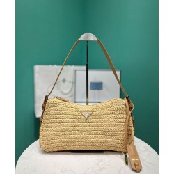 Borsa grande all'uncinetto Prada Aimee Albicocca