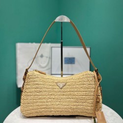 Borsa grande all'uncinetto Prada Aimee Albicocca
