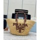 Replica Borsa shopping Prada Grande in Rafia Caffè imitazione False Online