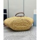 Replica Borsa shopping Prada Grande in Rafia Caffè imitazione False Online