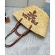 Replica Borsa shopping Prada Grande in Rafia Caffè imitazione False Online
